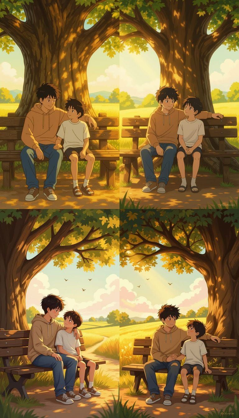 Brothers Sharing a Quiet Moment in Golden Sunlight