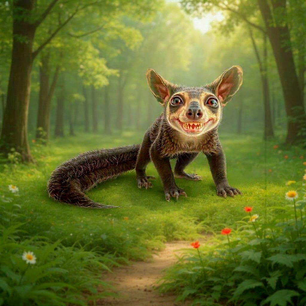 Photorealistic Aye-Aye in Psychedelic Rainbow Colors