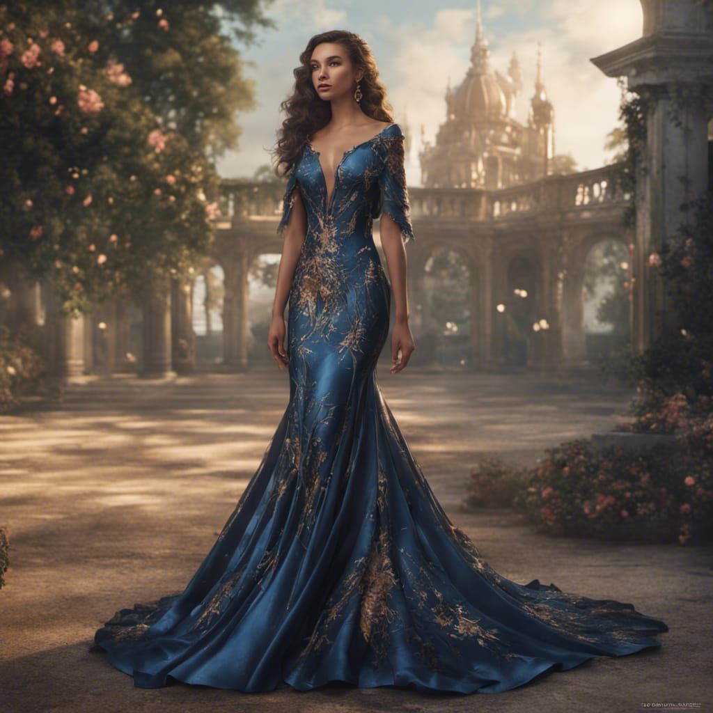 Elegant Prom Dress with Sleeves in Detailed Matte Painting