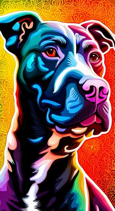 Hyperrealistic Staffordshire Bull Terrier with Flowers and G...