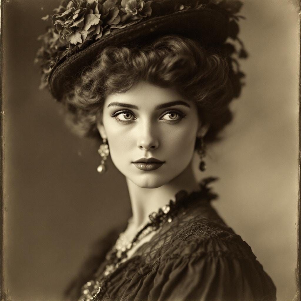 Edwardian Woman in Sepia Daguerreotype