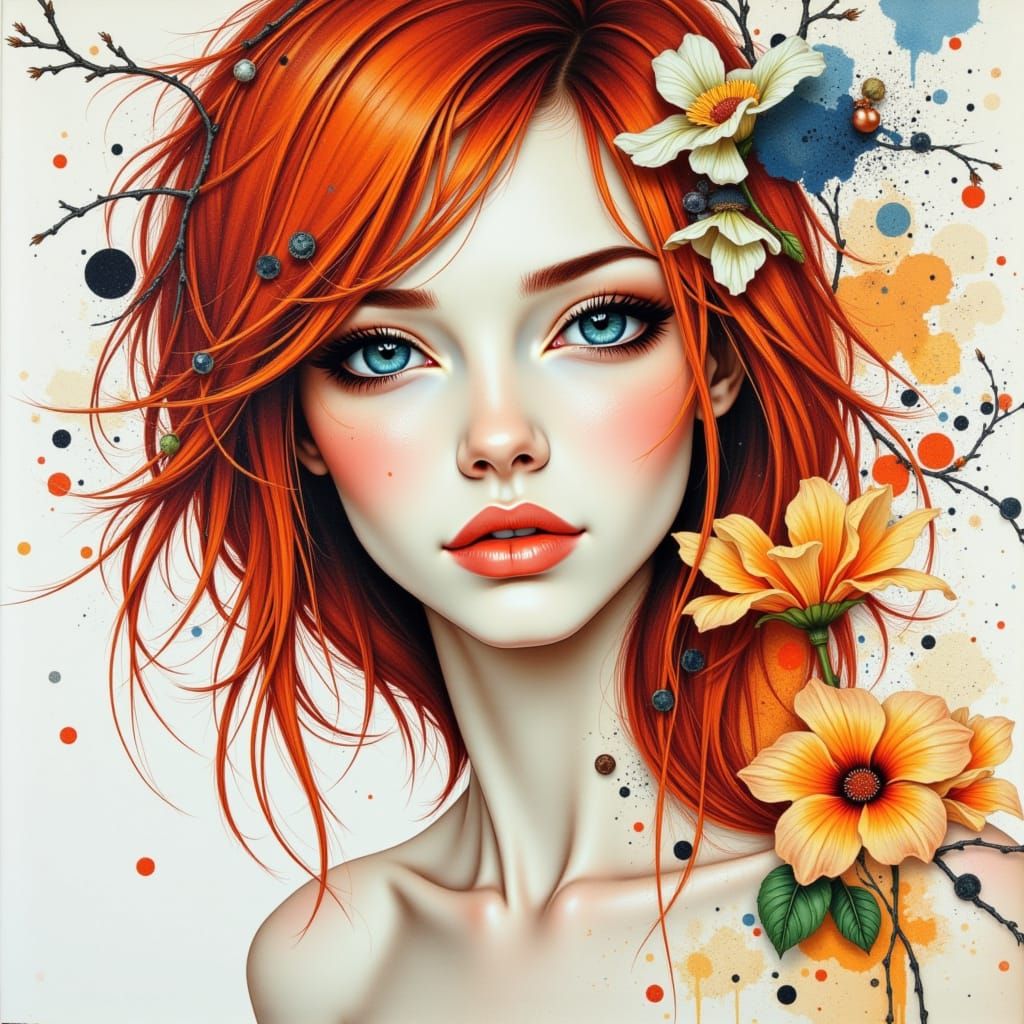 beauty is beyond compare With flaming locks of auburn hair W...