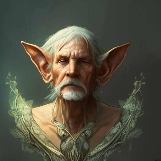 Detailed Portrait of a Wise Old Elf in Splash Art