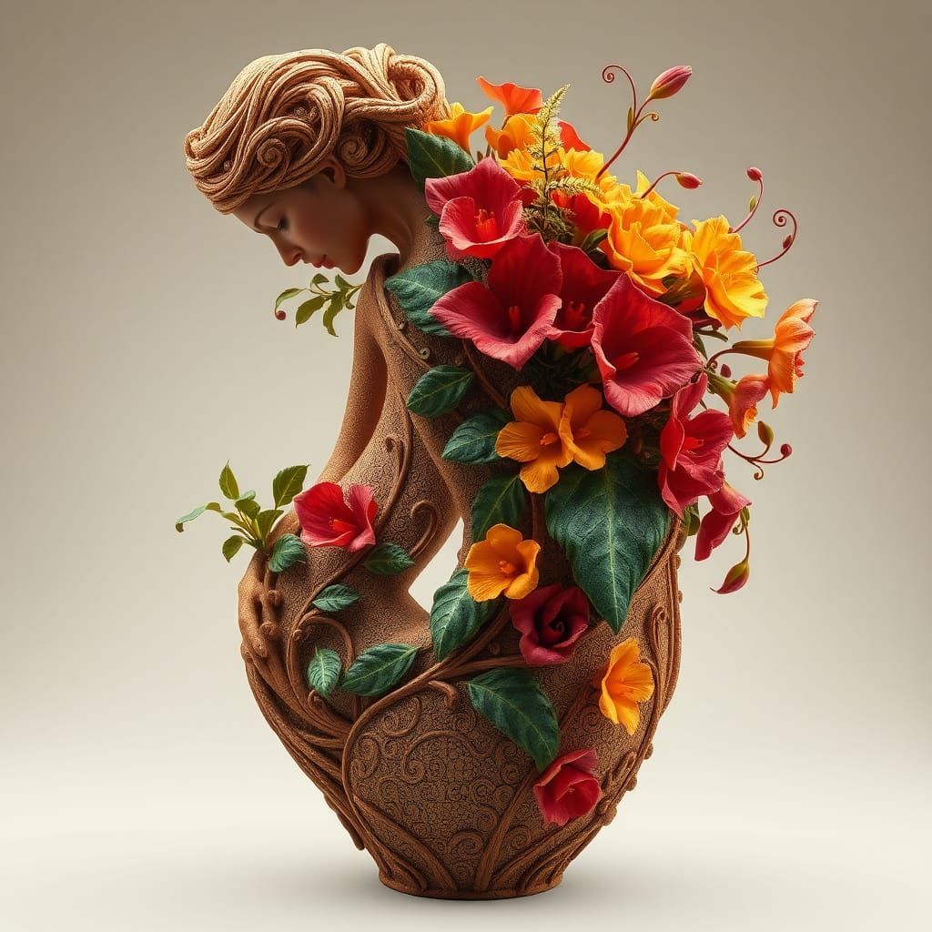 Ornate Woman Vase with Australian Native Plants