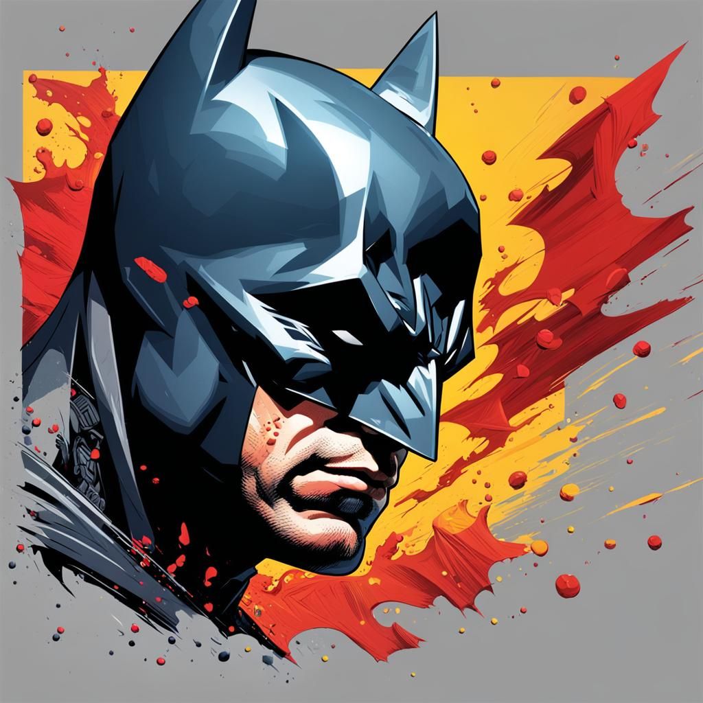 Hyperrealistic Batman Daredevil Fusion in Splash Art Style