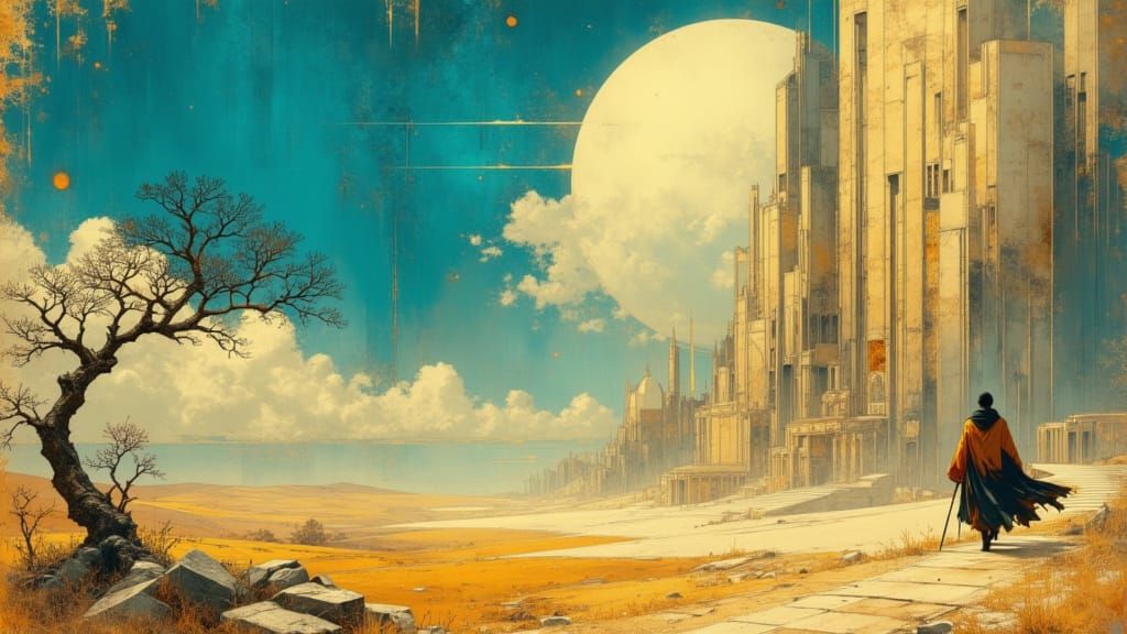 Desert Castle Journey in Surreal Style