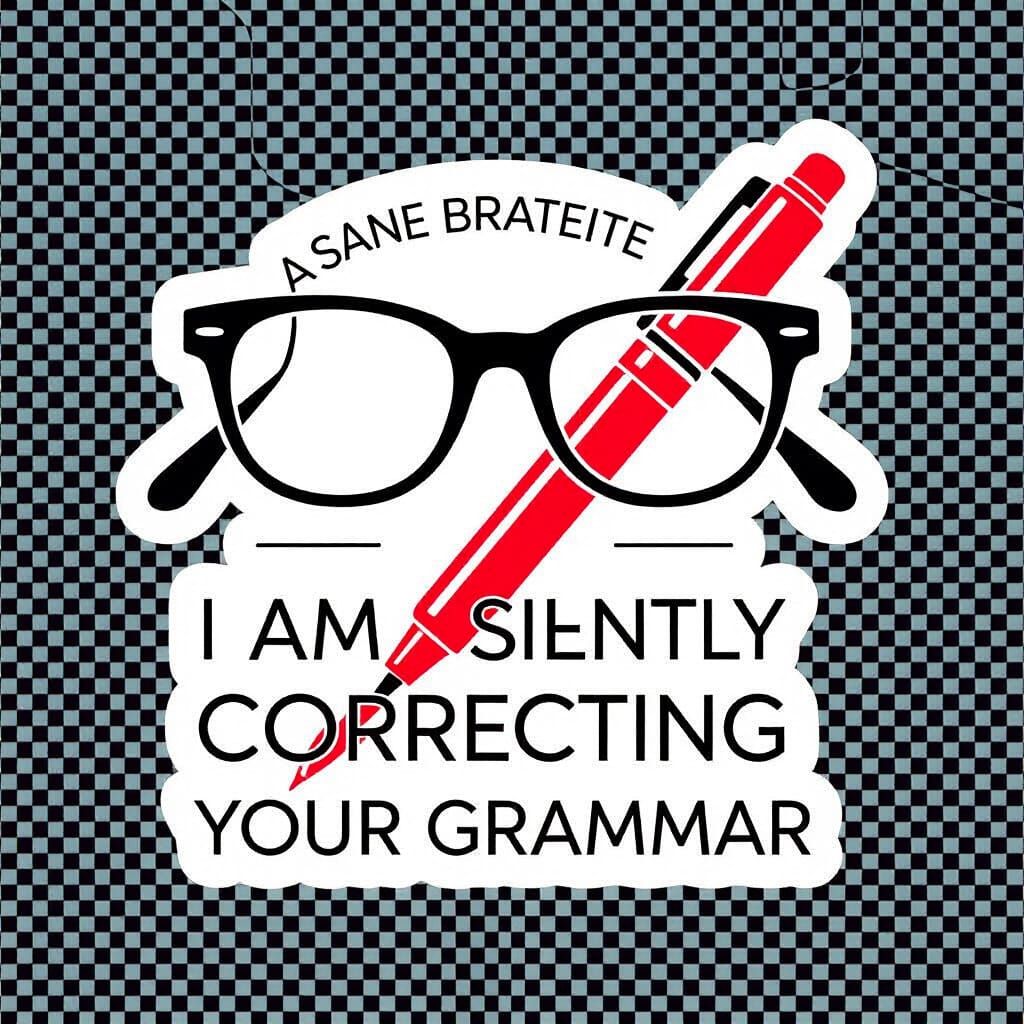 Sarcastic Glasses Over Pen Sticker Design