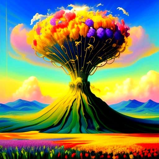 Surreal Melting Landscape in Gouache Style