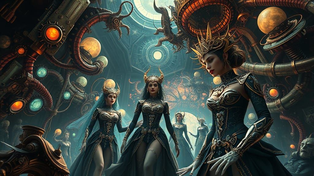 Dreamlike Sci-Fi Scene in Hieronymus Bosch Style