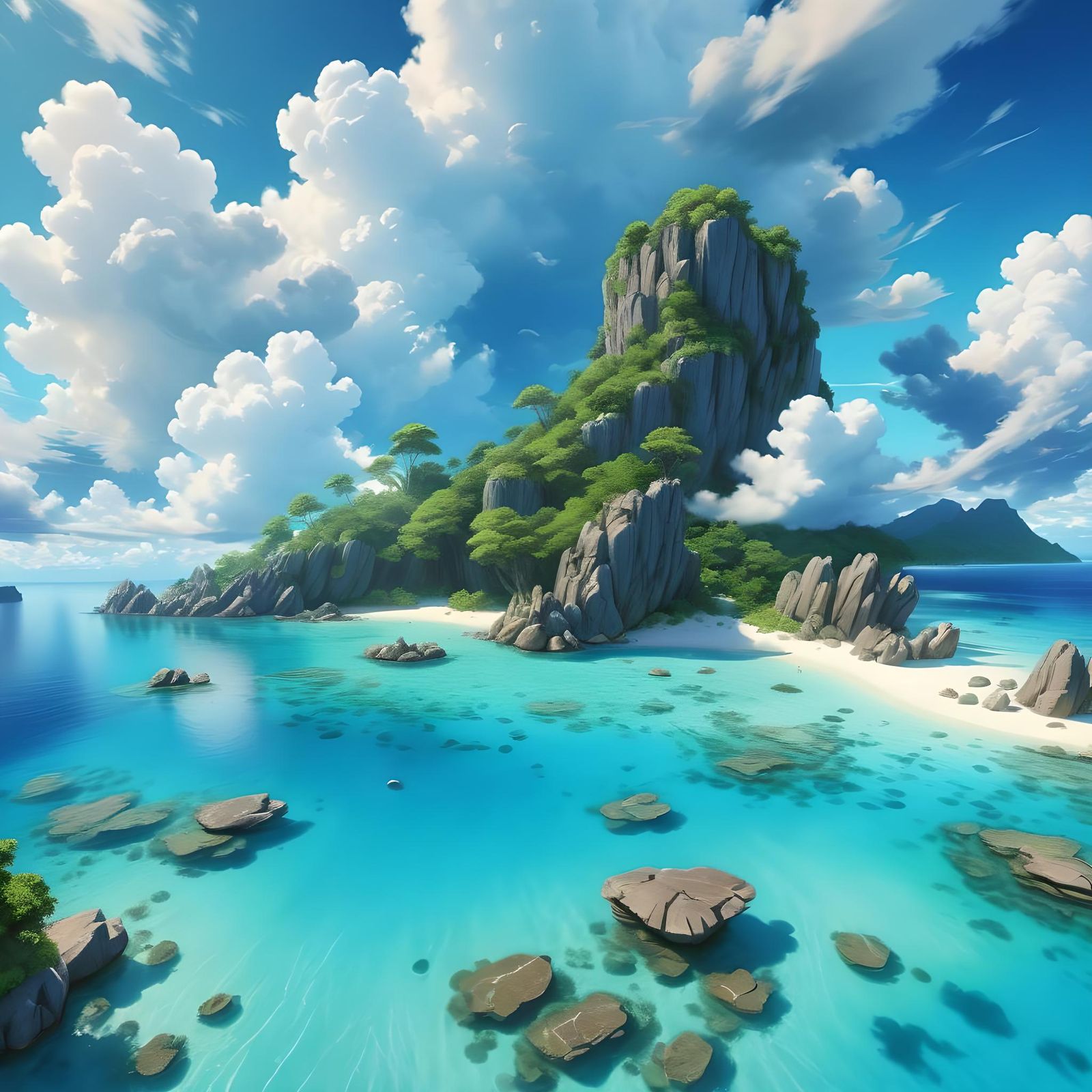 Island Paradise in High Definition Anime Art