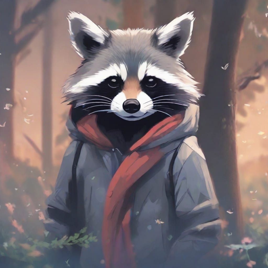 Retro-Futuristic Raccoon in 16-Bit Pixel Art