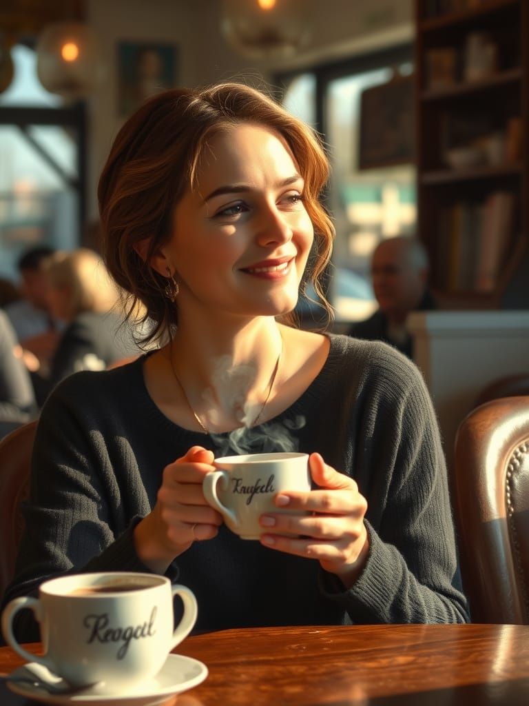 Cozy Morning Serenity in a Bustling Coffee Shop