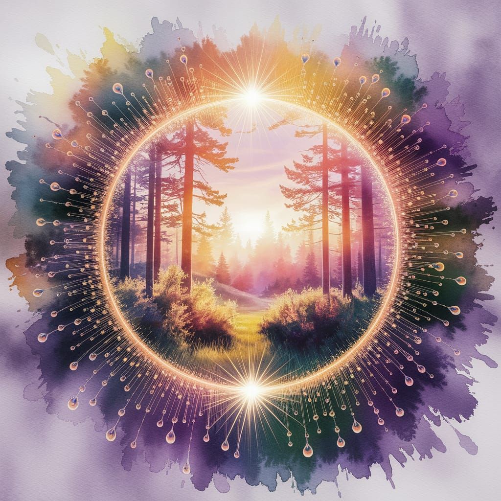 Surreal Portal to Magical Forest: Watercolor Art