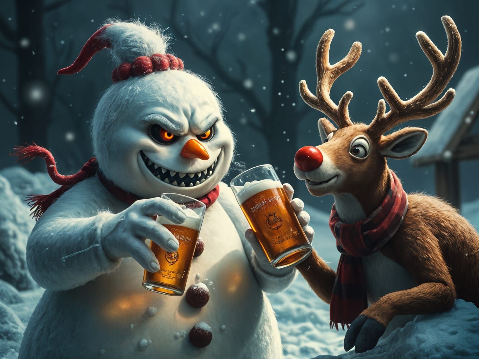 Frosty the Snowman is Encouraging Rudolph to Drink and Drive