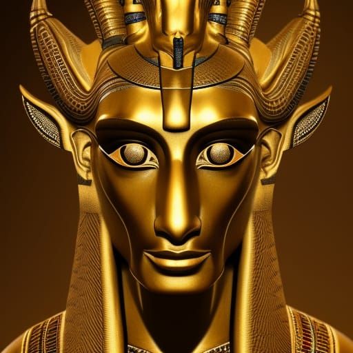 Detailed Golden Anubis in Ancient Egyptian Art Style