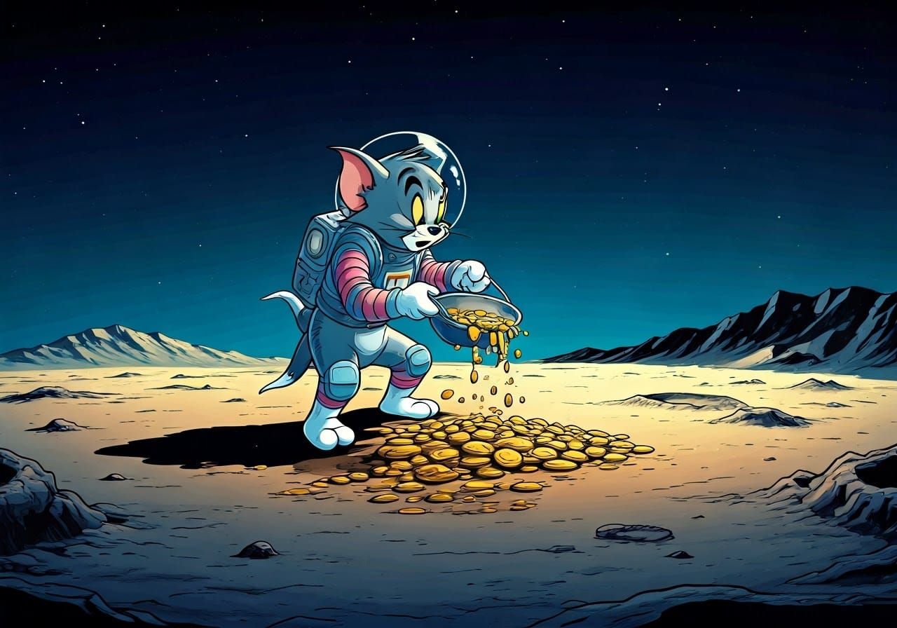 Tom and Jerry's Lunar Gold Rush in Comic Style