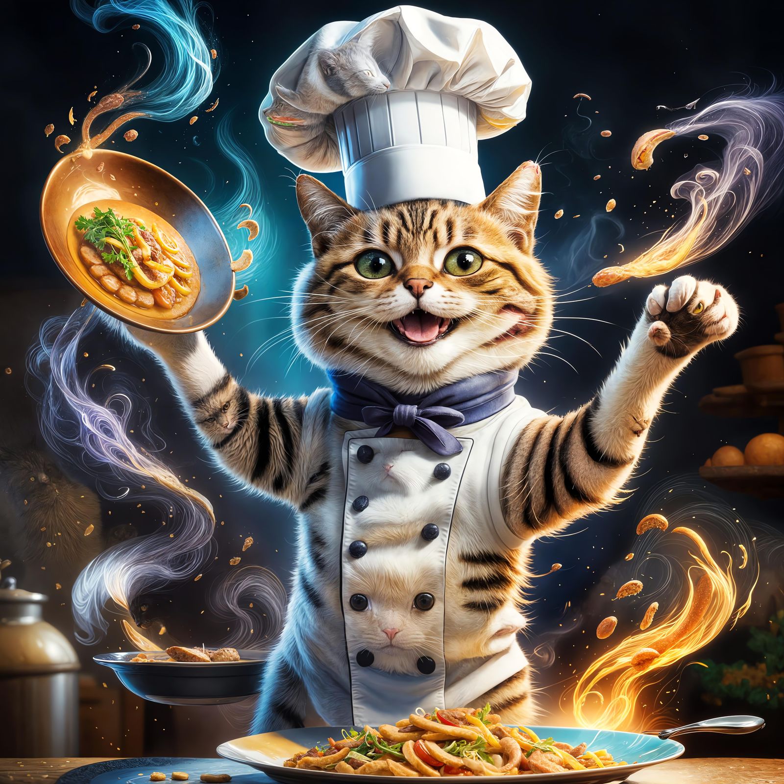 Cat Chef Serves Up a Feast in Digital Art