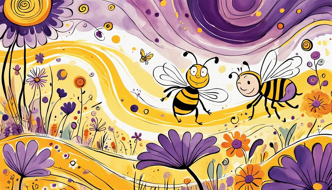 Maya the Bee and Vilík in Whimsical Illustration