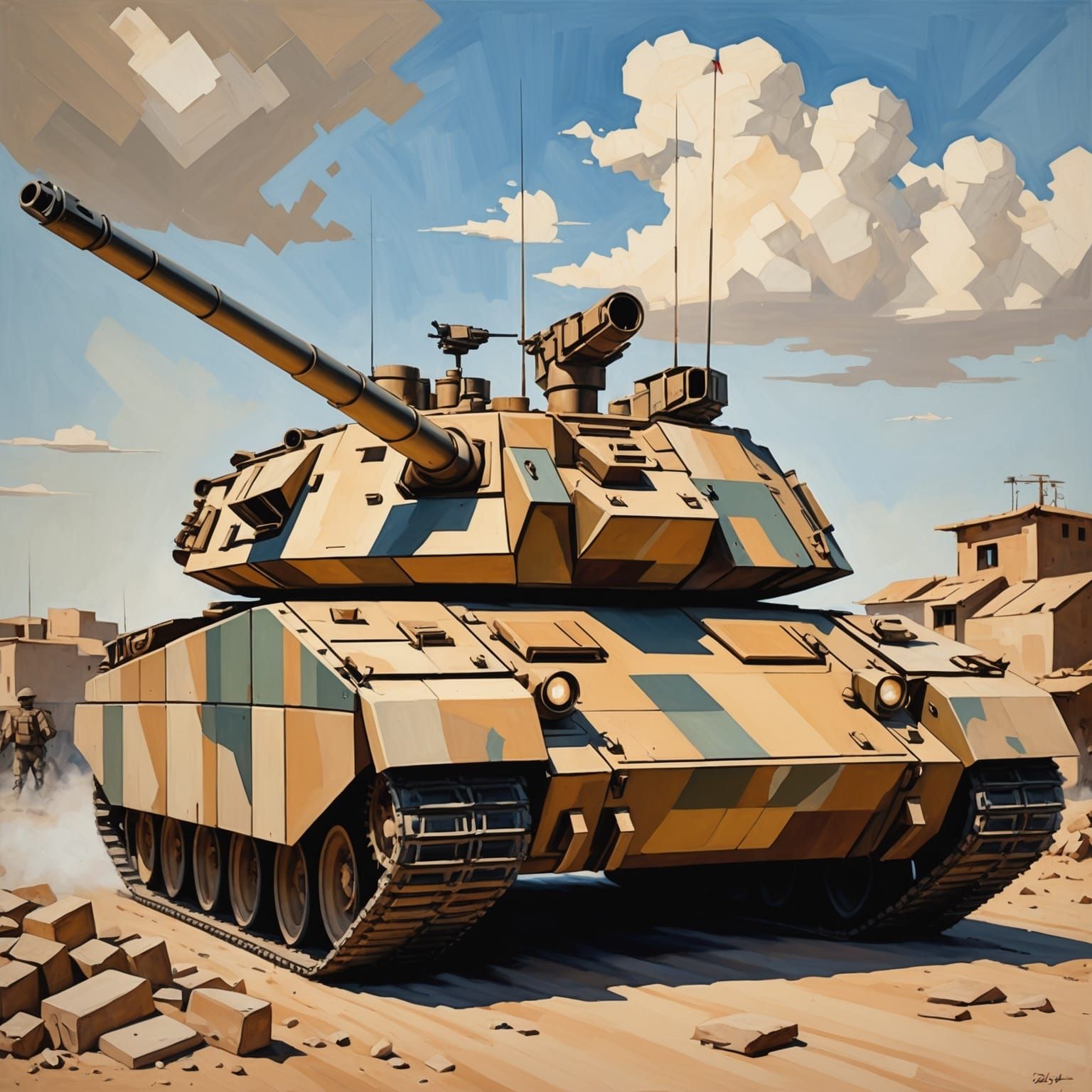 Cubist Abrams Tank Painting