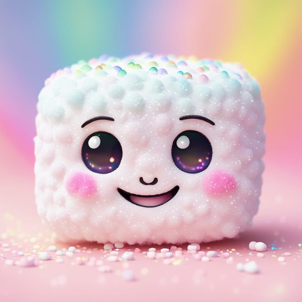 Cute Marshmallow Character in Mochi Anime Style