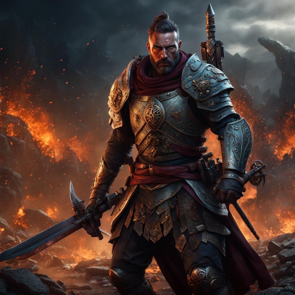 Wounded Warrior Survives War: Detailed Matte Painting