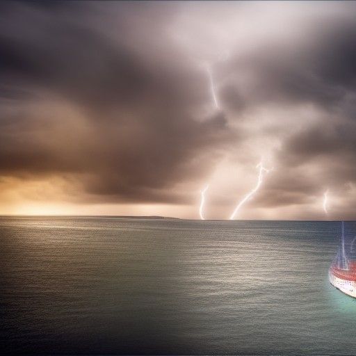 Ship Sailing in a Lighting Storm