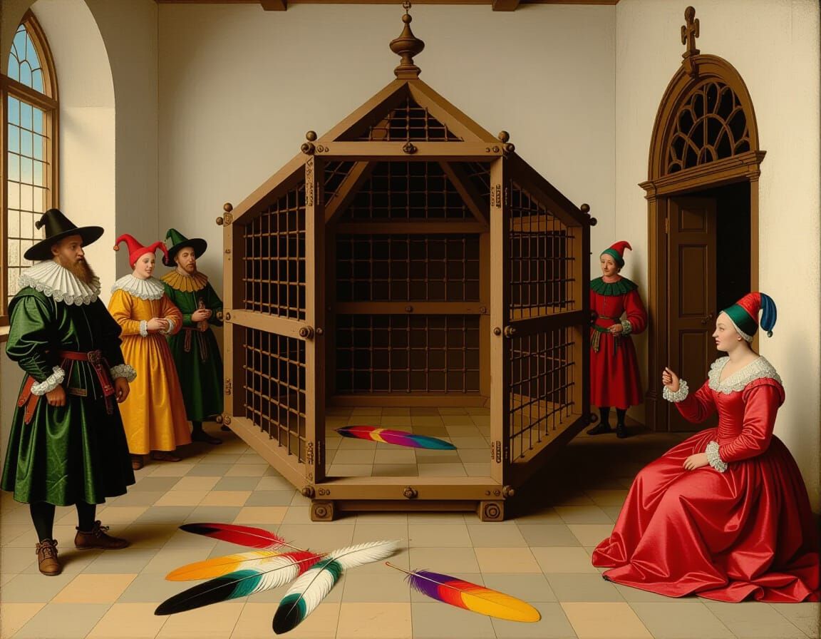 Ornate Empty Cage in Style of Hieronymus Bosch