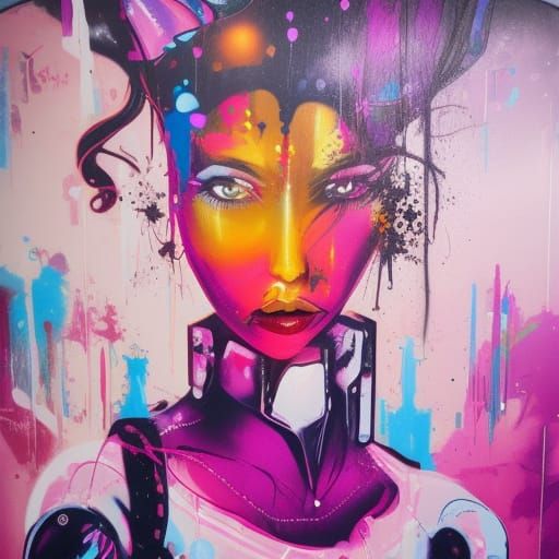 Princess in Castle as Graffiti Splash Art