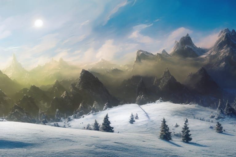 Beautiful Snowy Landscape by Guangjian and Klimt