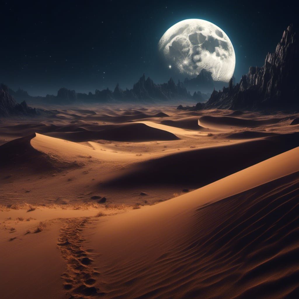 Desert Moonlit Dunes in Macabre D&D Style