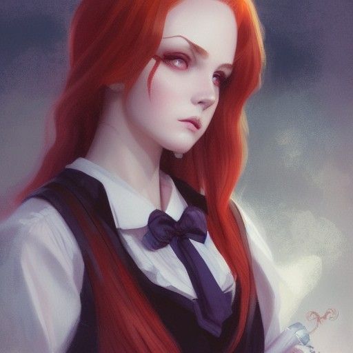 Magical Redhead in Dark Academia Gothic Art