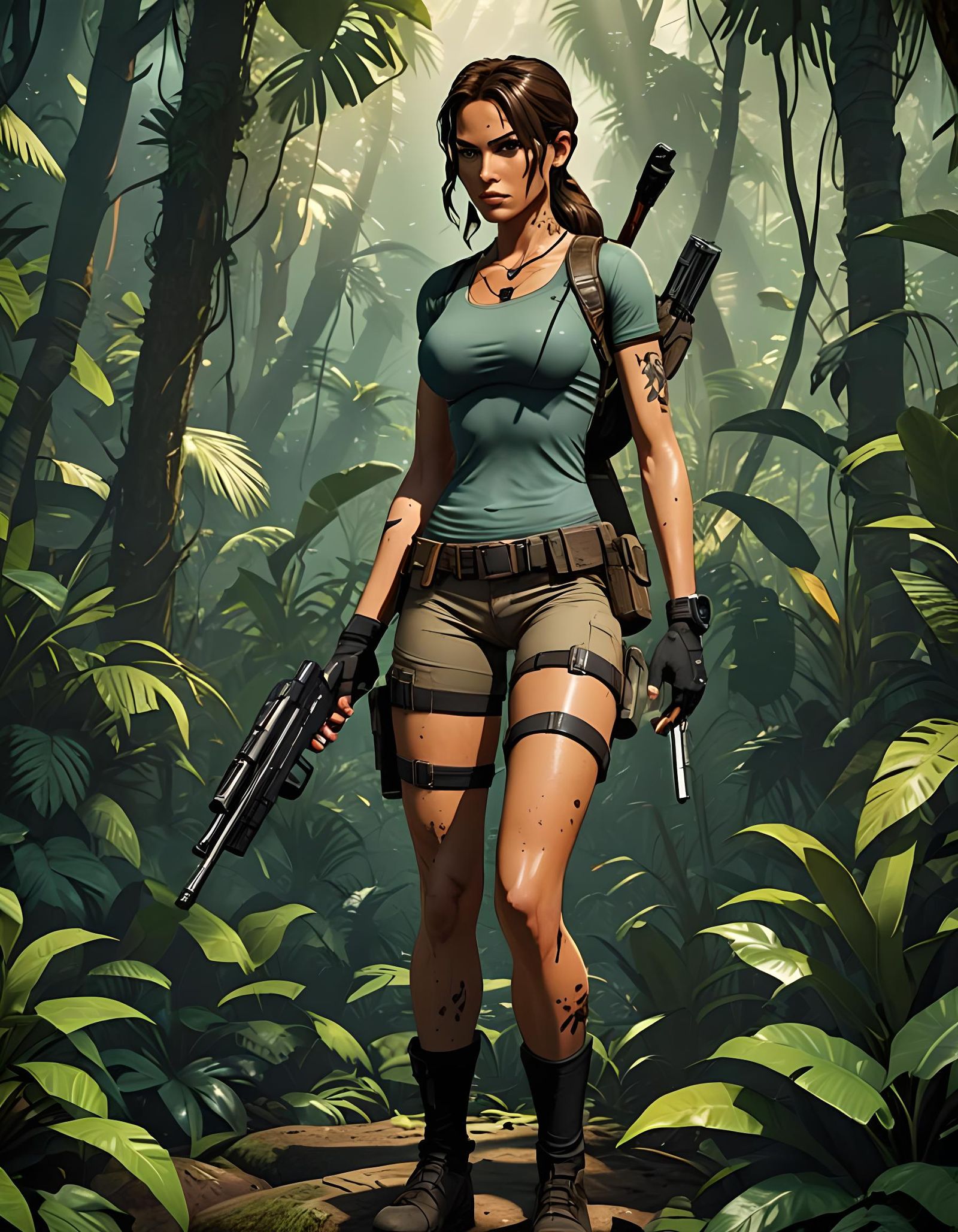 Lara Croft in tight hosiery underwear Disney style