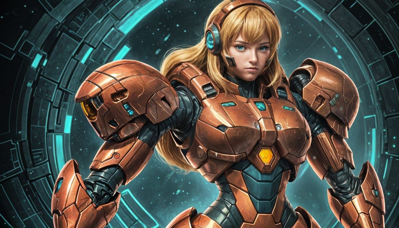 Samus Aran Metroid Armor in Anime Style