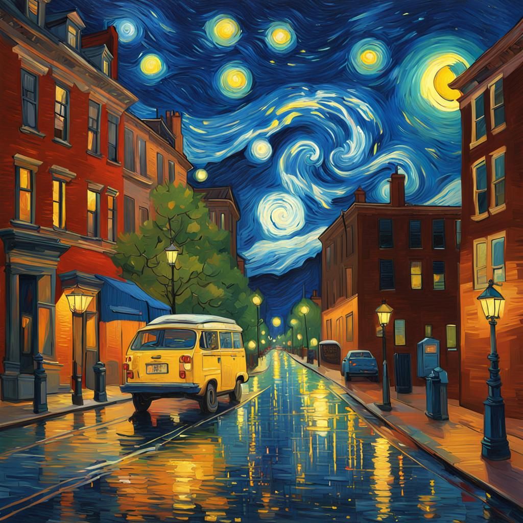 Philadelphia Starry Night in Van Gogh Style