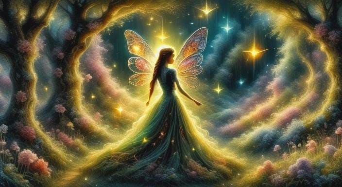 Ethereal Fairy in Scintillating 3D Garden
