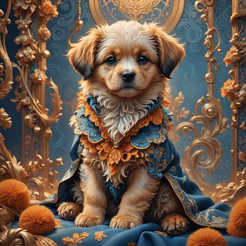 Puppy on Duster in Golden Fantasy Realm