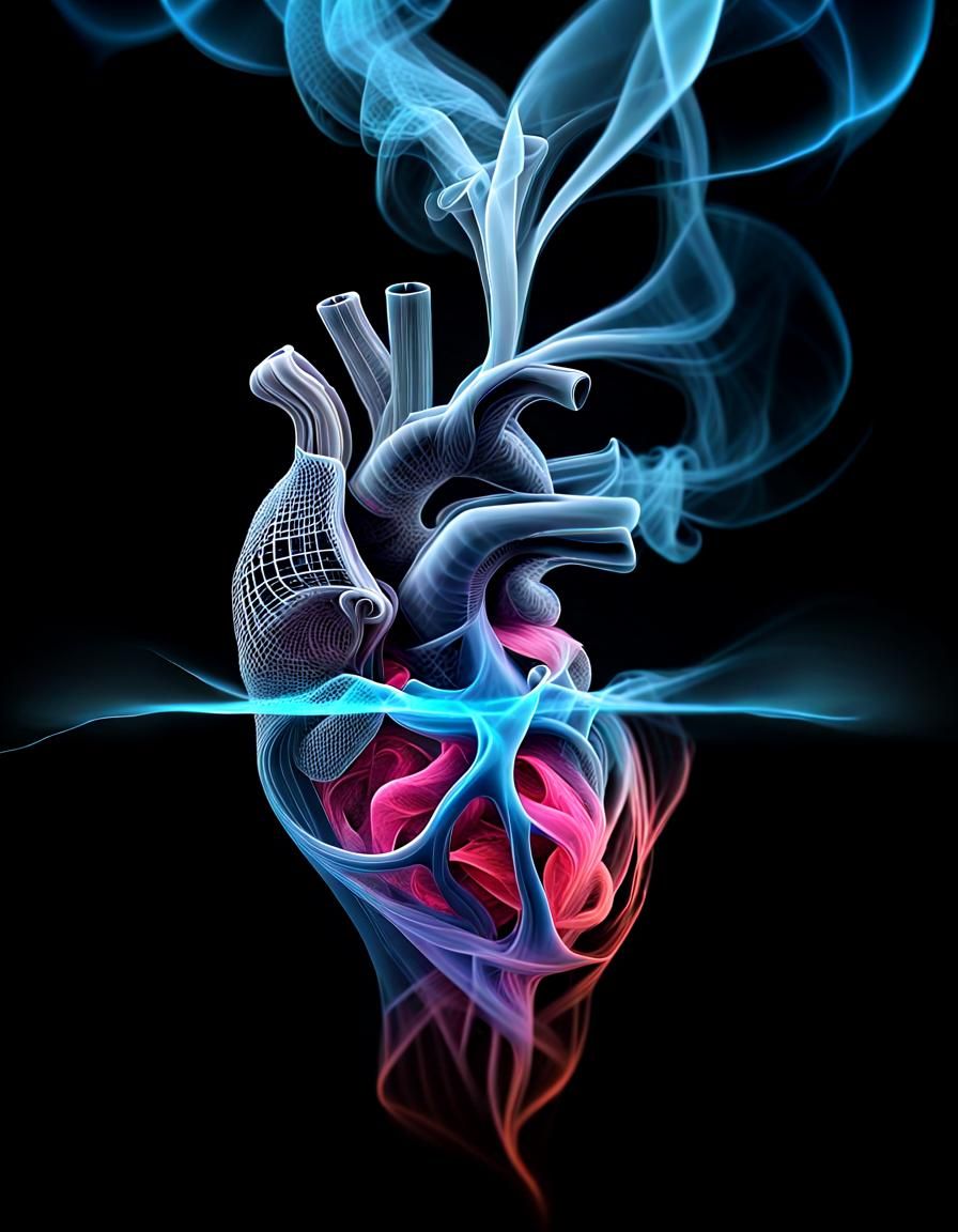 Transparent Heart of Smoke in Neon Colors