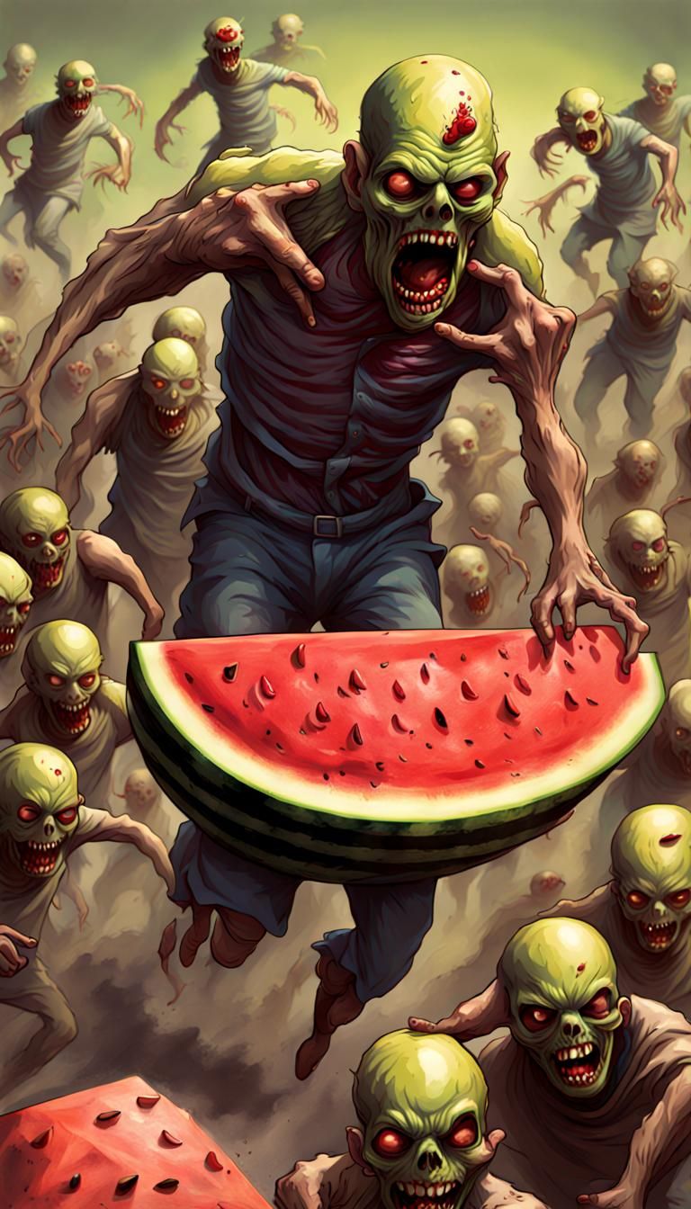 Sinister Fruit Zombies Chase Watermelon