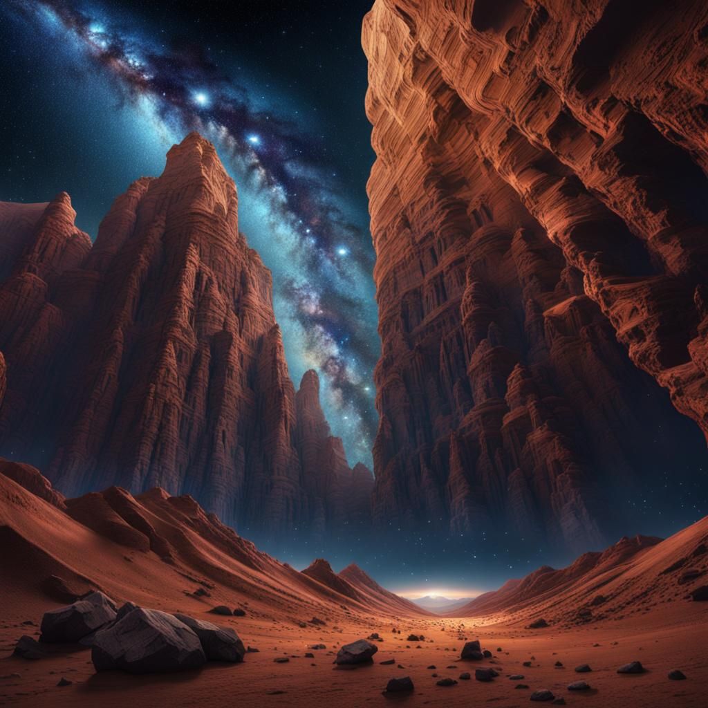 Canyons Under the Milky Way: Digital Matte Painting