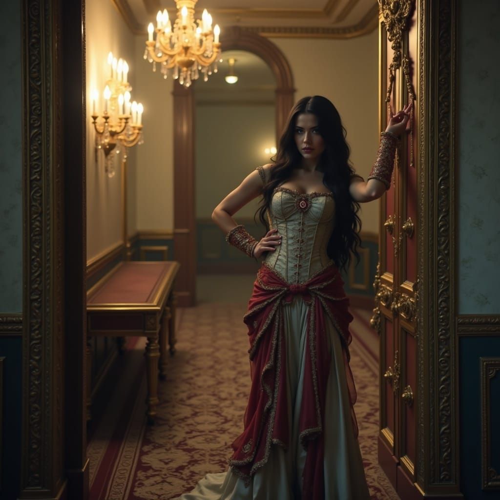 Mysterious Lady in Red at a Crime Scene