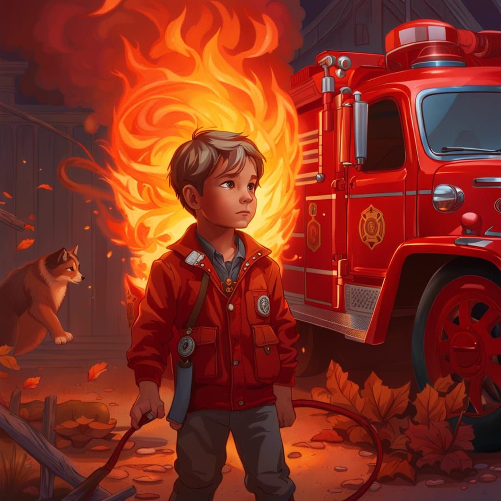 Matthew wants to be a fireman when he grows up. His dog is pleased