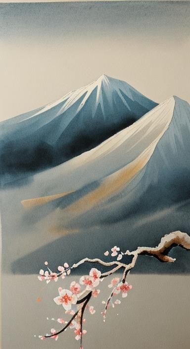 Minimalist Chinese Ink Painting of Apricot Blossoms