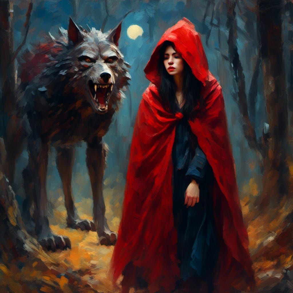 Eerie Embrace: Woman and Werewolf in Alla Prima Style