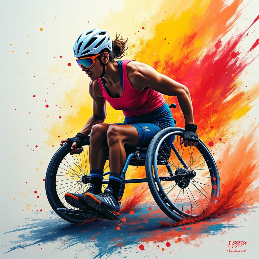 Paralympian in Action: Vibrant Expressionist Portrait