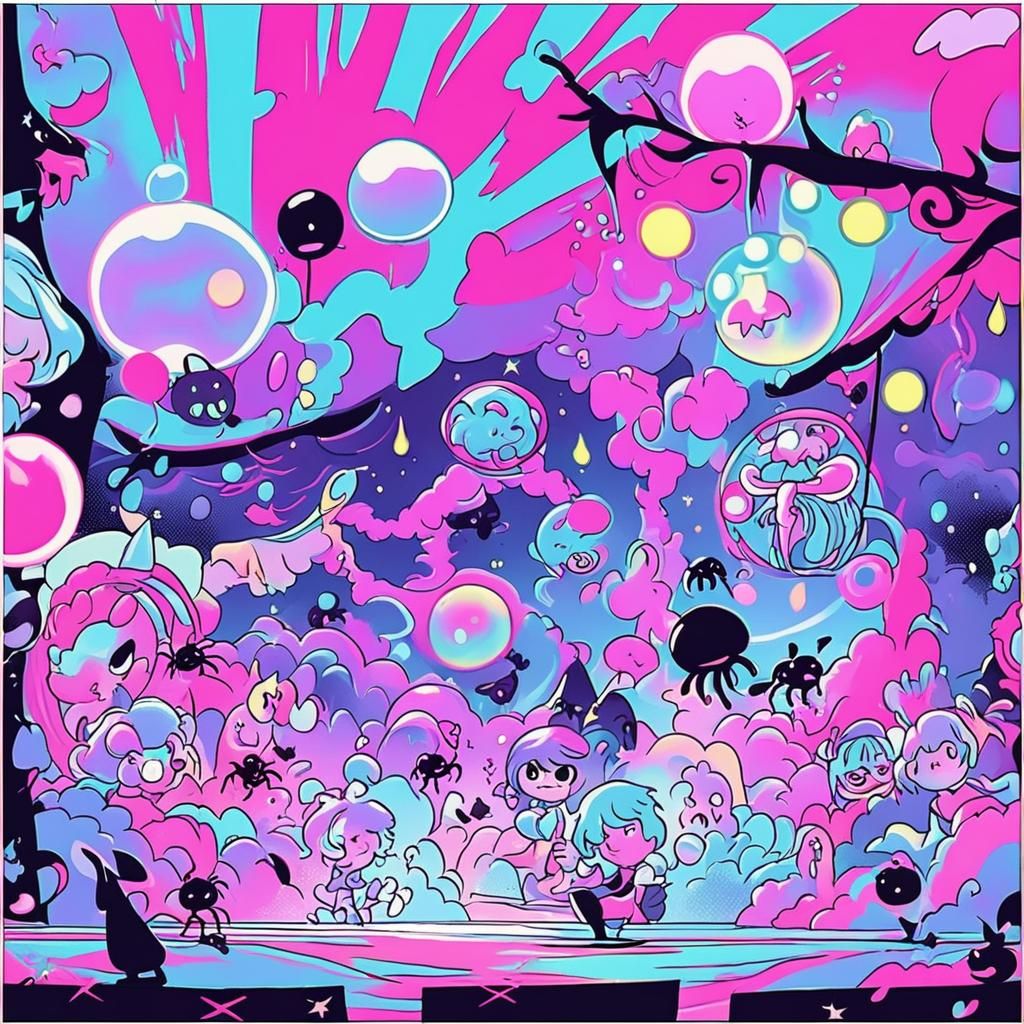 Bubblegum Spider Concept Art in Cartoonish Style