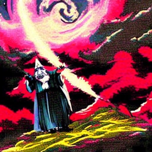 Red and Black Bearded Wizard Illustration