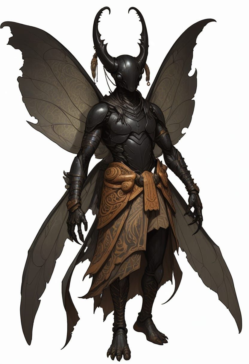 Obsidian Pixie Beetle Hero in Tribal Tattooed Splendor