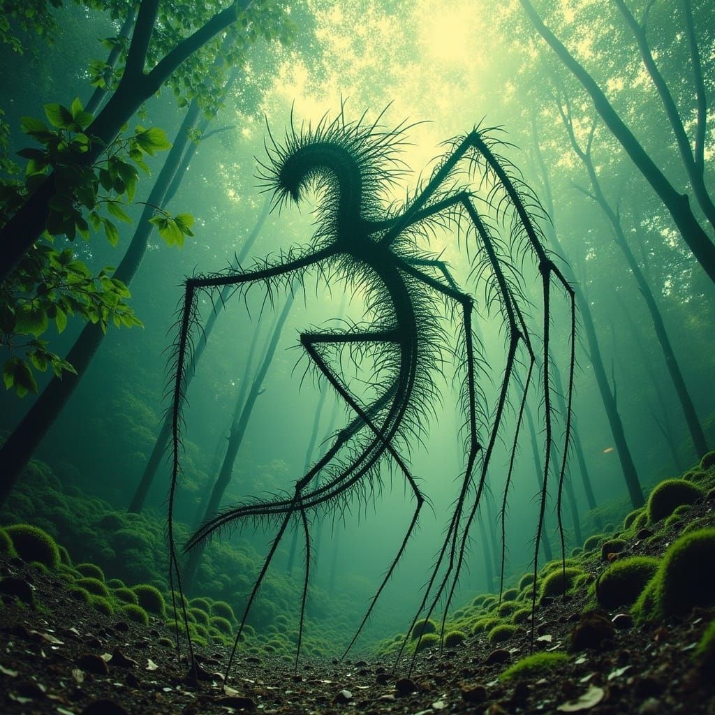 Surreal Insect Creature with Branch Antlers