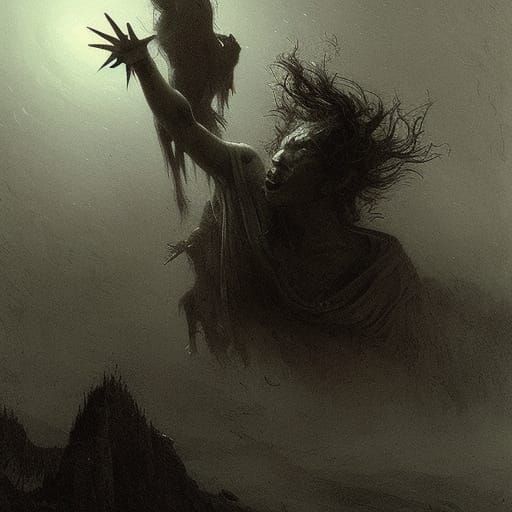 Horrifying Ningyo in Gothic Horror Style