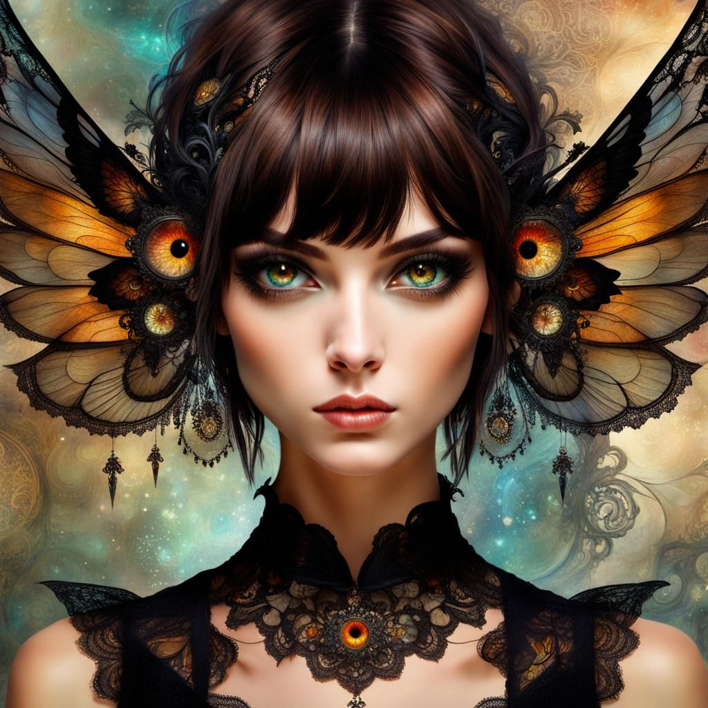 Pixie Portrait in Fantasy Collage Style